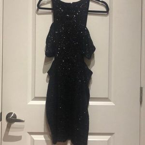 Express black sequin dress.